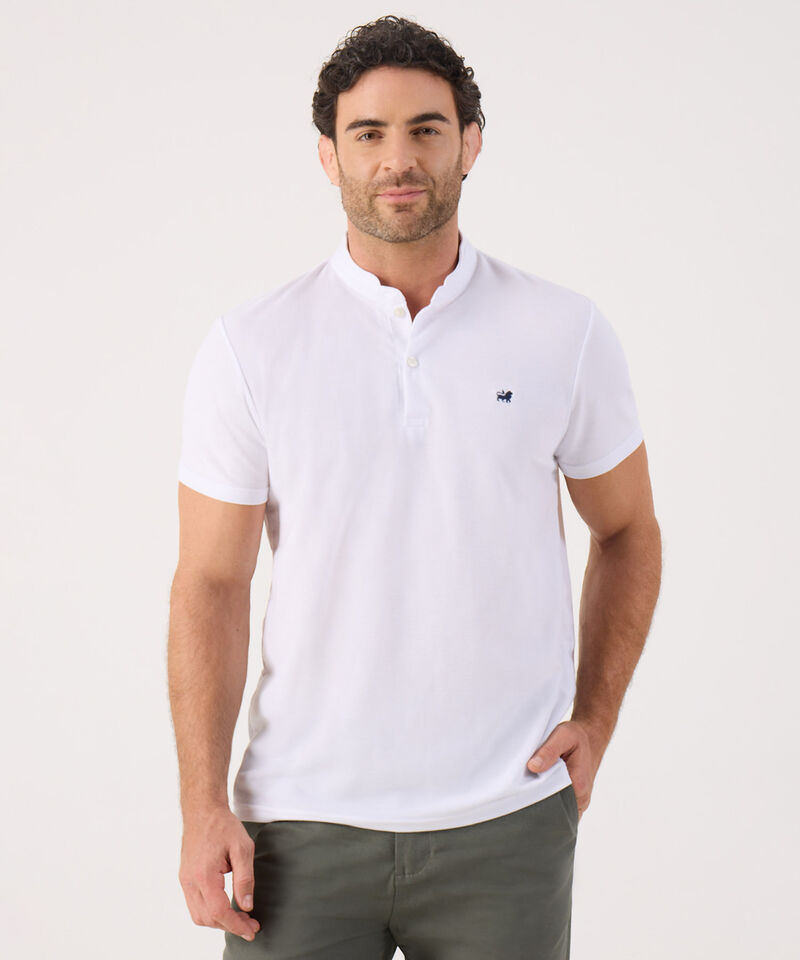 Polo Mao Unicolor Con Pestaña Unicolor  Sin Bolsillo Silueta Slim Fit