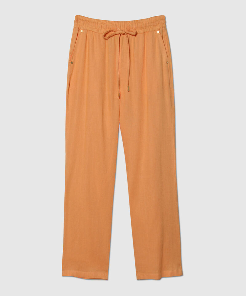 Pantalón Pretina Resortada En Lino Unicolor