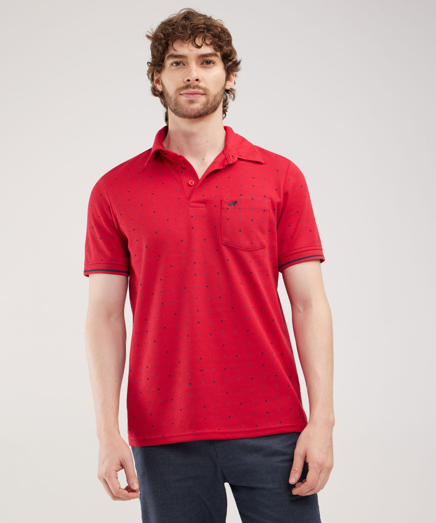 Polo Estampada Cuello Maquina Con Bolsillo Silueta Regular Fit Compra Online Patprimo