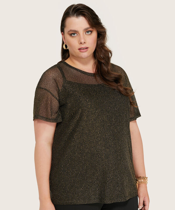 Blusa Brillante de Manga Corta image number null