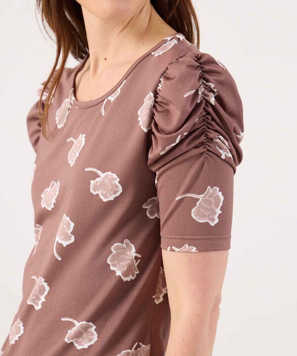Camiseta Manga Corta Con Ruche Estampada image number null
