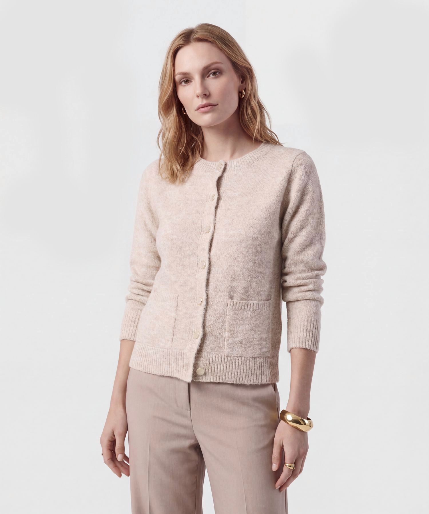 Saco De Punto Con Bolsillos Frontales Mujer