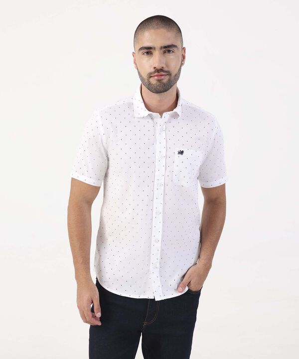 Camisa Manga Corta En Miniprints Con Bolsillo
