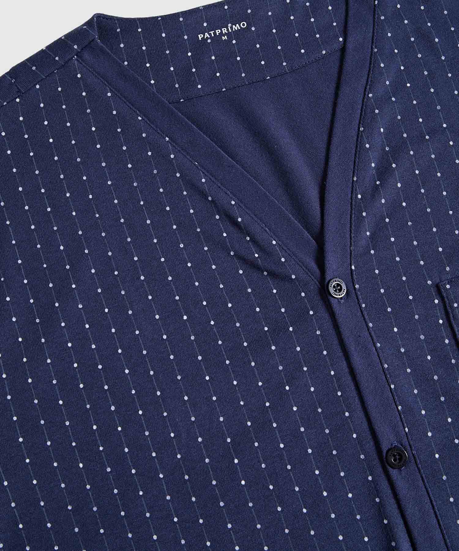 Conjunto Pijama Camisa Cuello V Y Pantaloneta Estampada Para Hombre