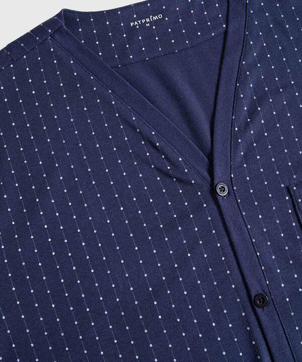 Conjunto Pijama Camisa Cuello V Y Pantaloneta Estampada Para Hombre