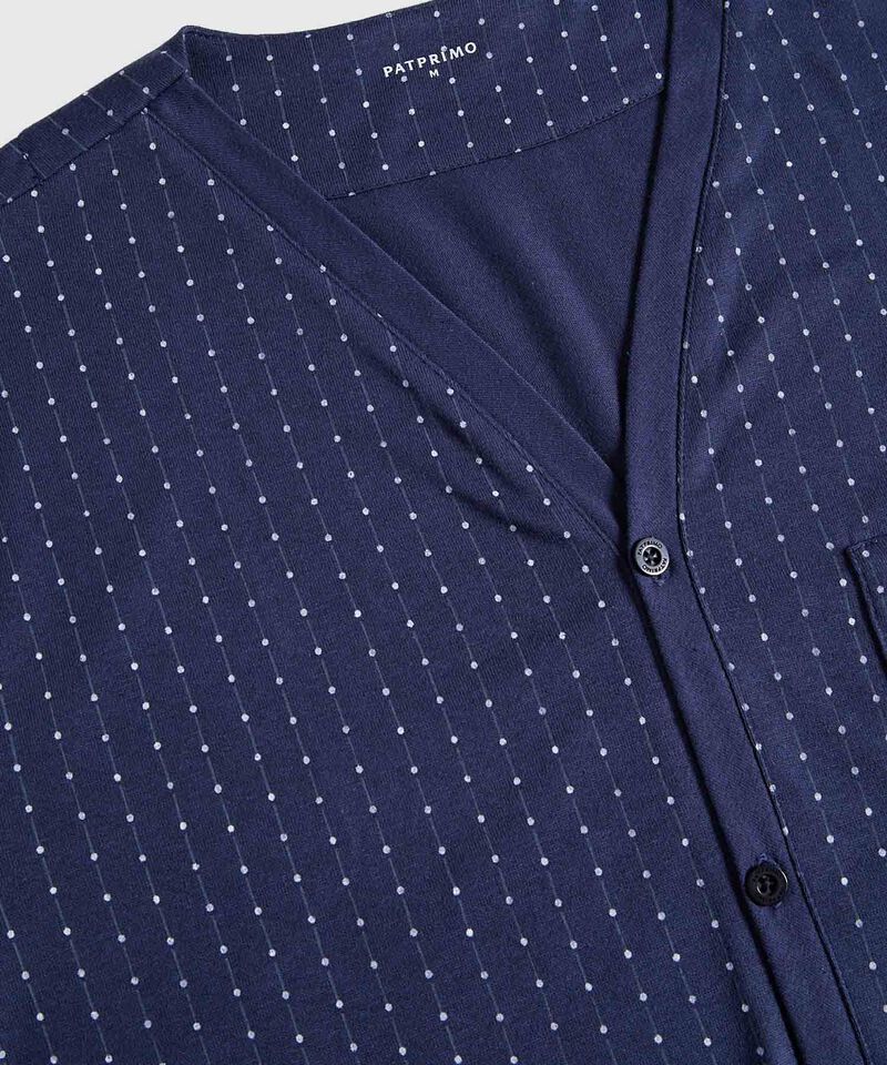 Conjunto Pijama Camisa Cuello V Y Pantaloneta Estampada Para Hombre