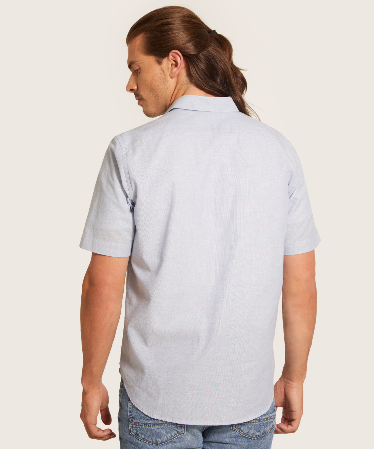 Camisa Manga Corta Y Con Bolsillo, Tela Con Textura