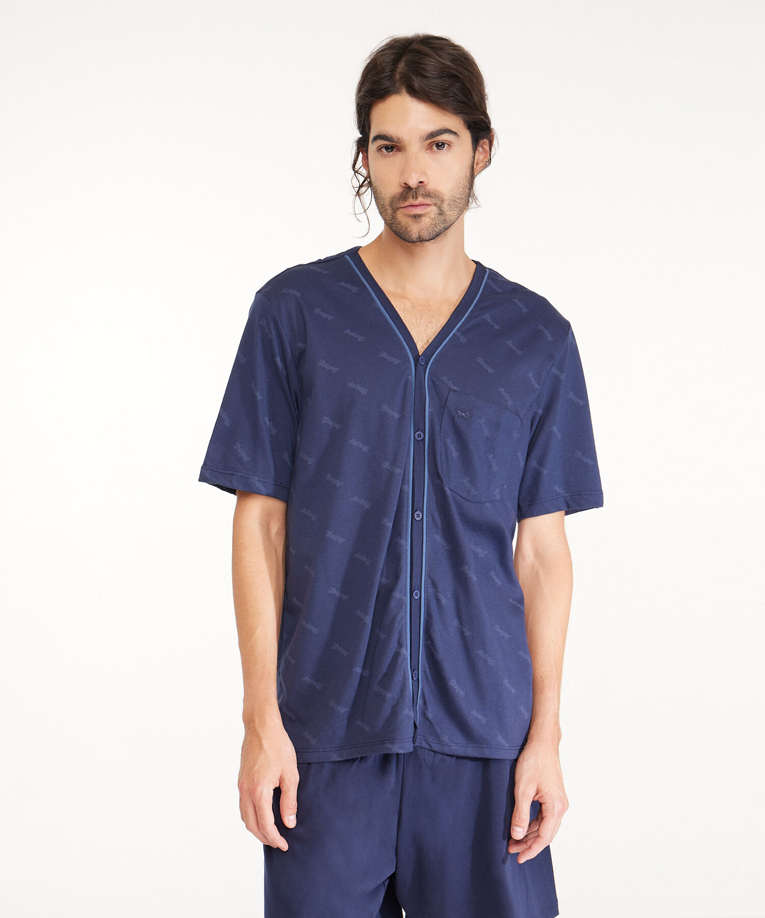 Pijama Camiseta Manga Corta Con Botonadura En Frente Y Pantaloneta