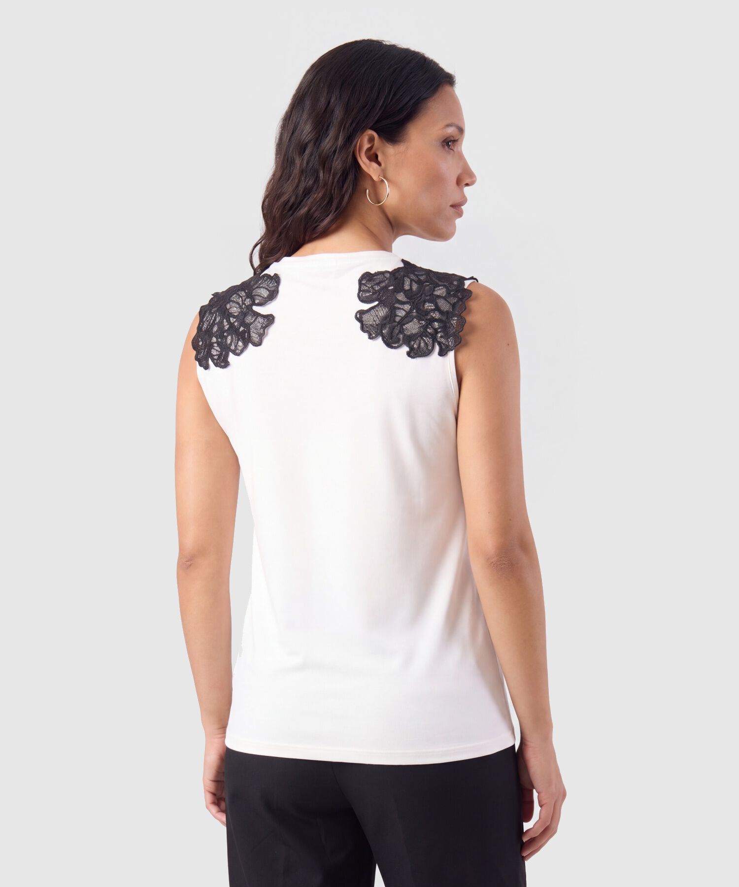 Camiseta Con Aplique De Encaje Para Mujer