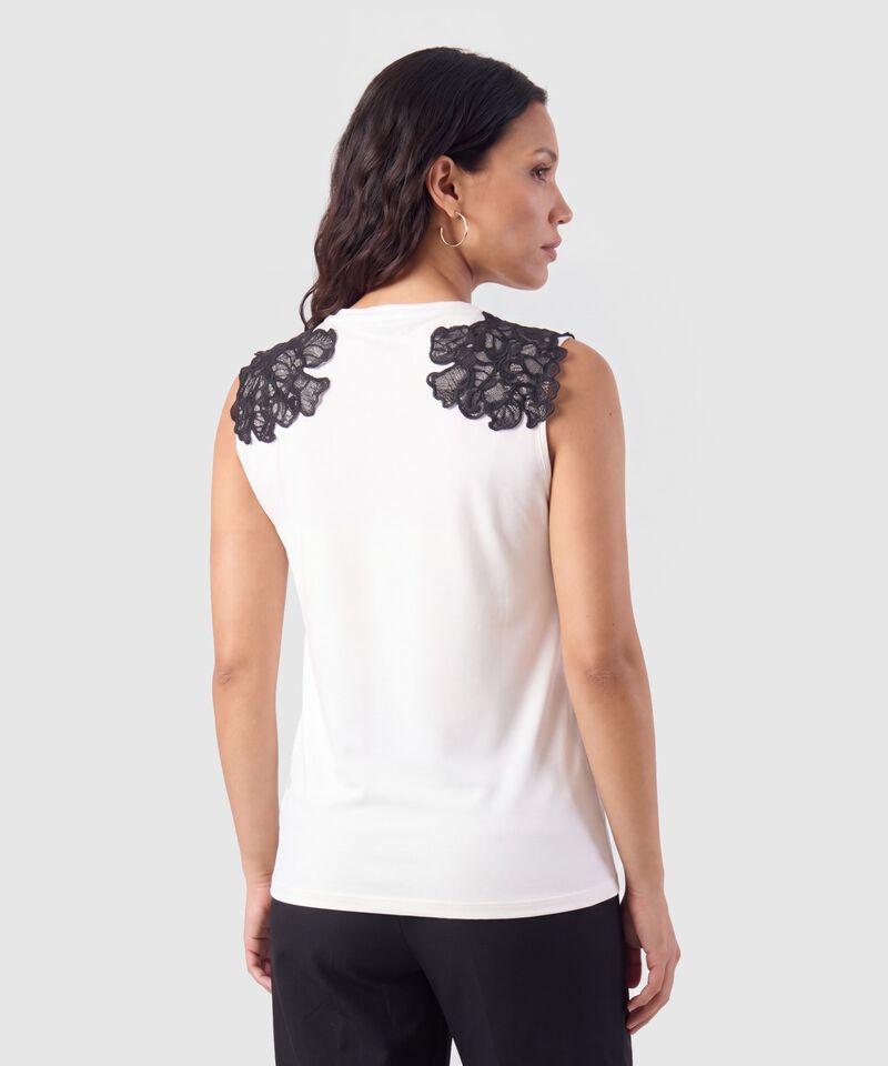 Camiseta Con Aplique De Encaje Para Mujer