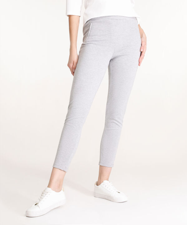 Leggings Preteñido Con Bolsillos Ribete En Frente, Simulacion Jota, Lineas Negro
