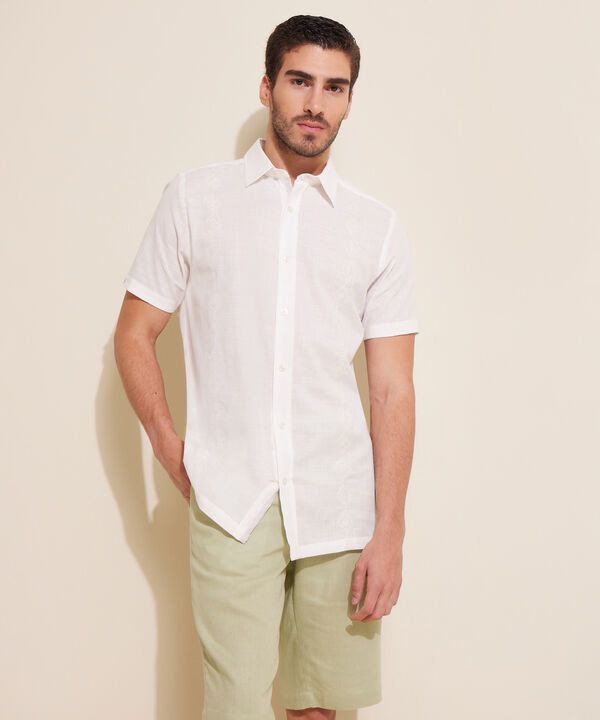 Camisa Guayabera Corta Con Bordado