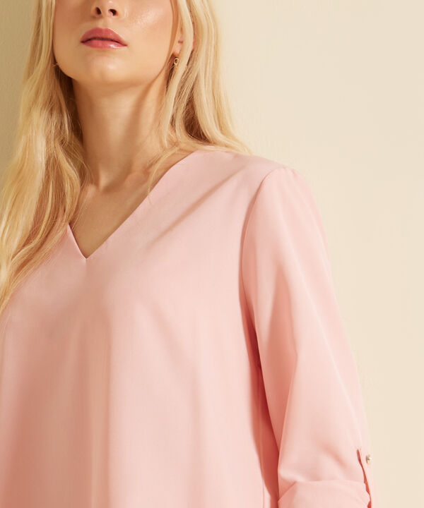 Blusa Manga 3/4 Con Charretera Unicolor