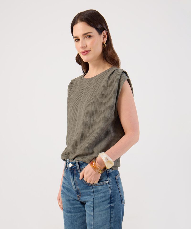 Camiseta con Hombros Drapeados para Mujer