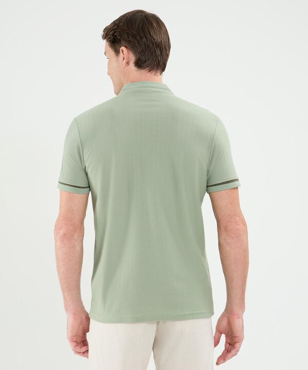 Polo Cuello Mao Con Bolsillo Ribete Texturizada Para Hombre