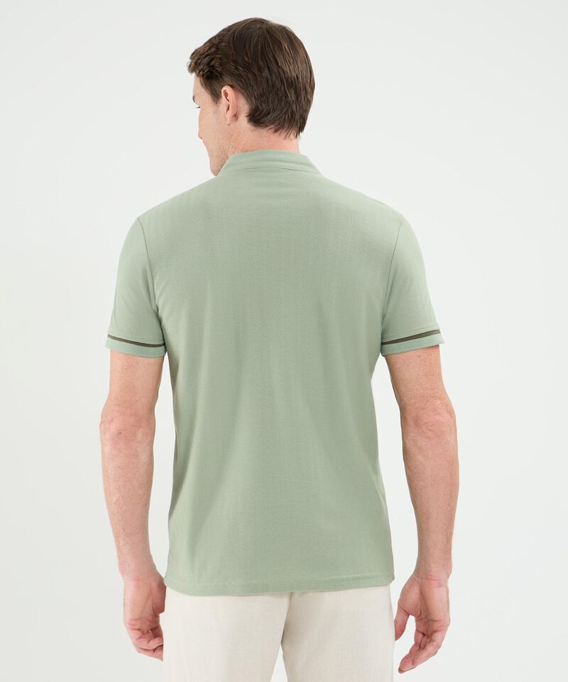 Polo Cuello Mao Con Bolsillo Ribete Texturizada Para Hombre