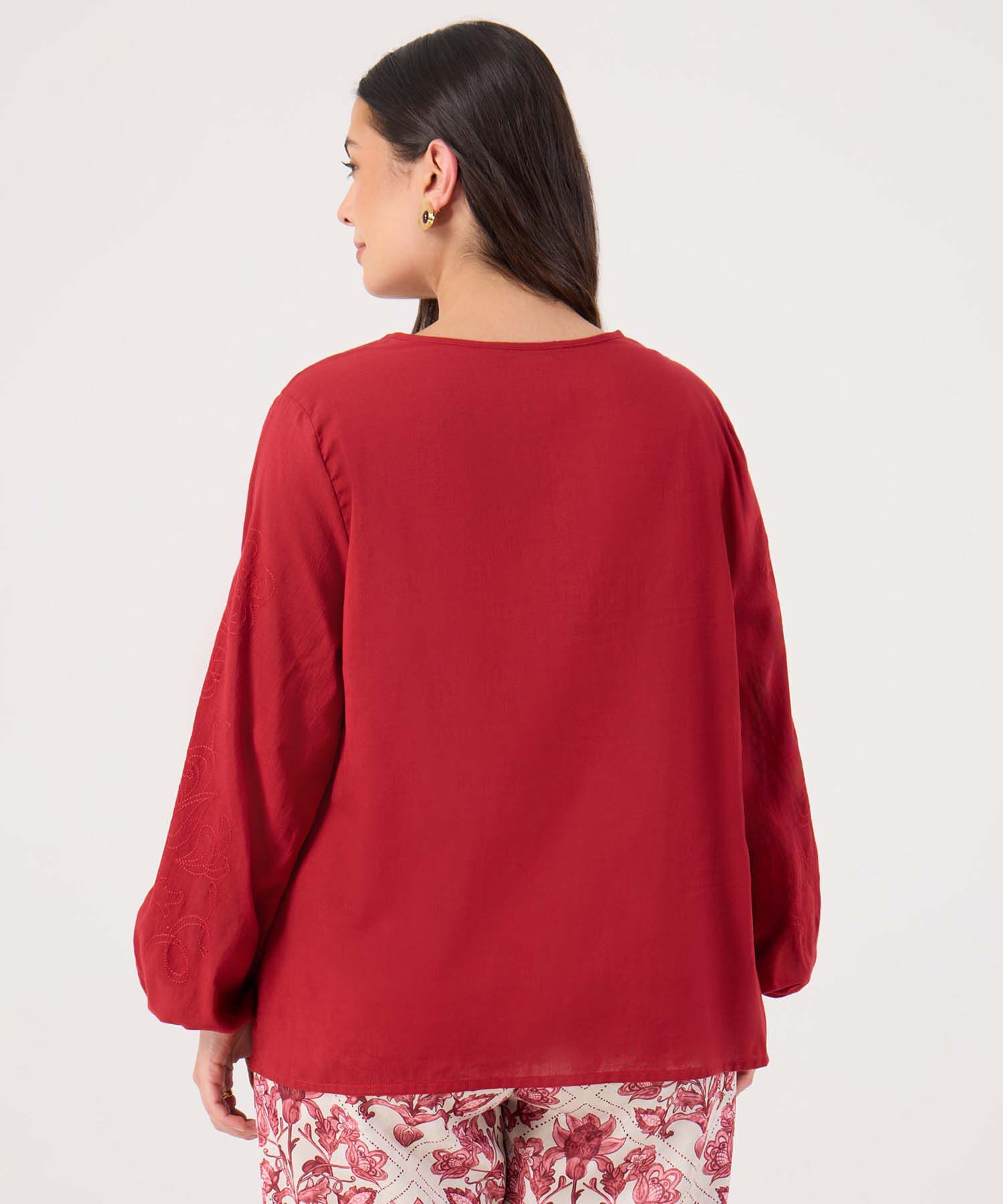 Blusa Bordada Con Cordon Para Mujer