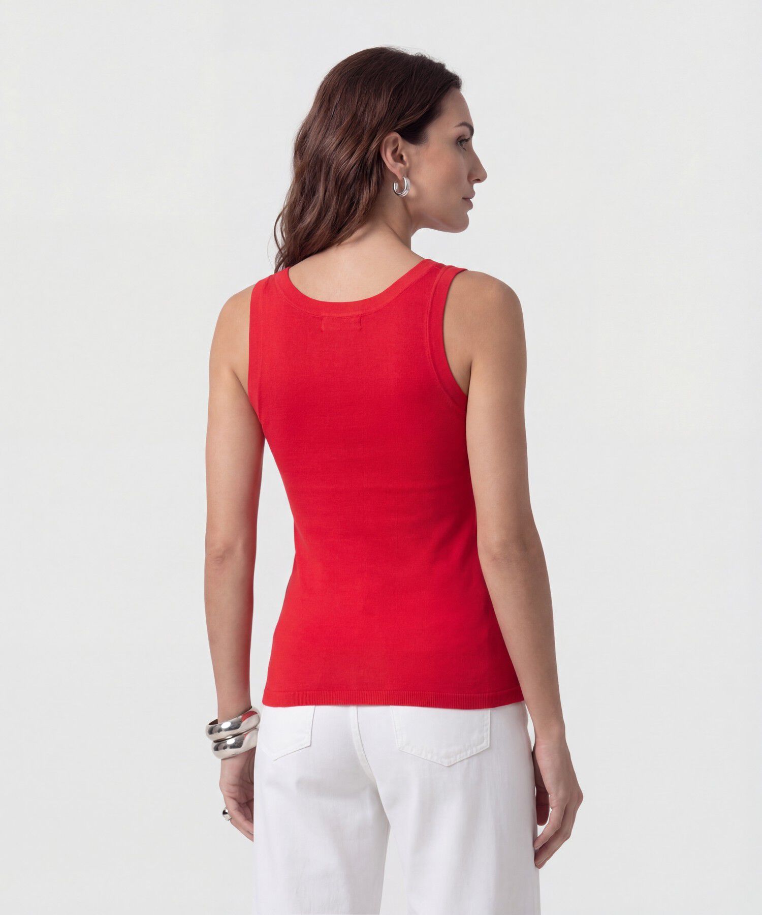 Camiseta De Tiras Anchas Y Cuello U Mujer