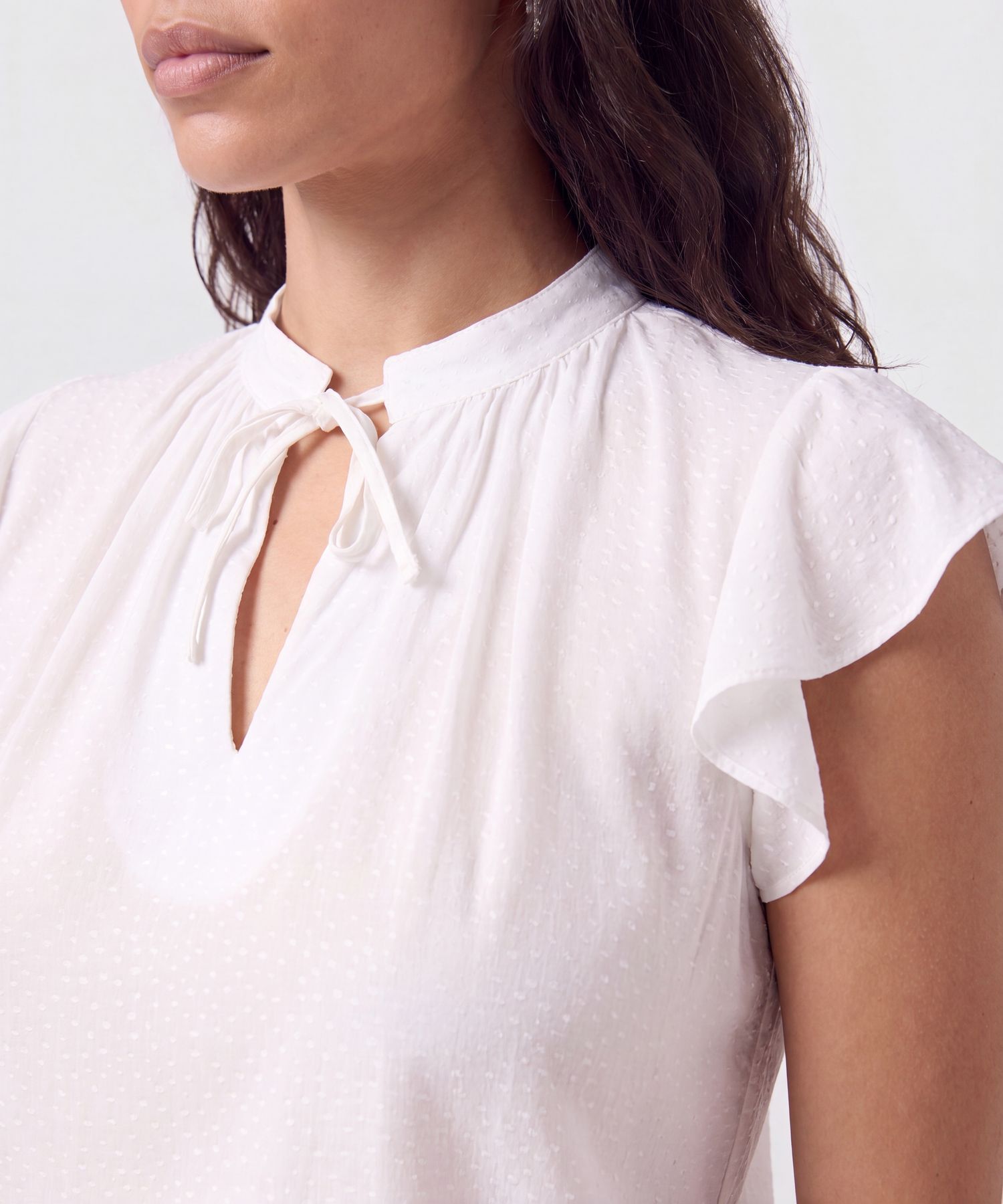 Blusa Manga Volante Y Lazo Para Mujer