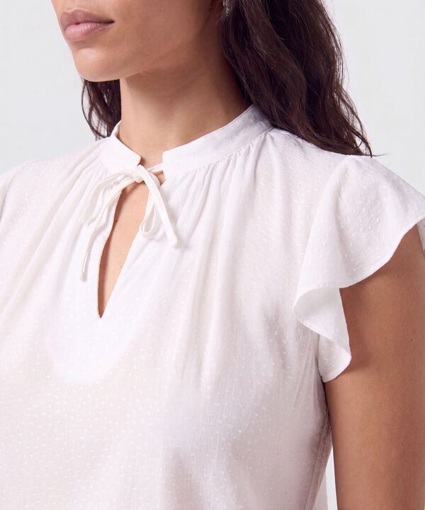 Blusa Manga Volante Y Lazo Para Mujer