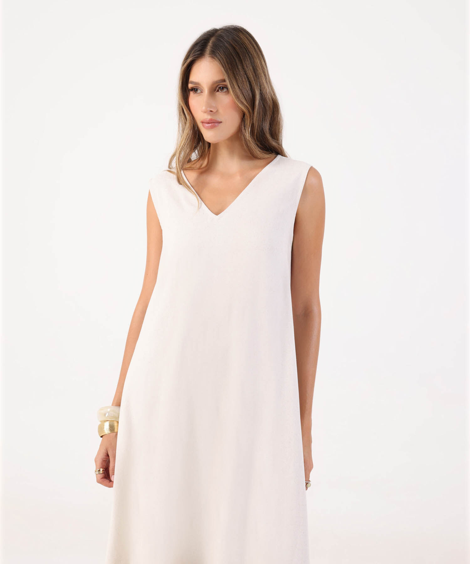 Vestido Midi Minimalista De Silueta Amplia