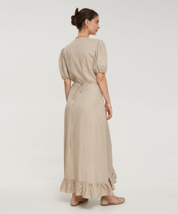 Vestido Unicolor Manga Bombacha