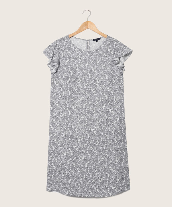 Vestido Estampado Manga Corta Con Vuelo