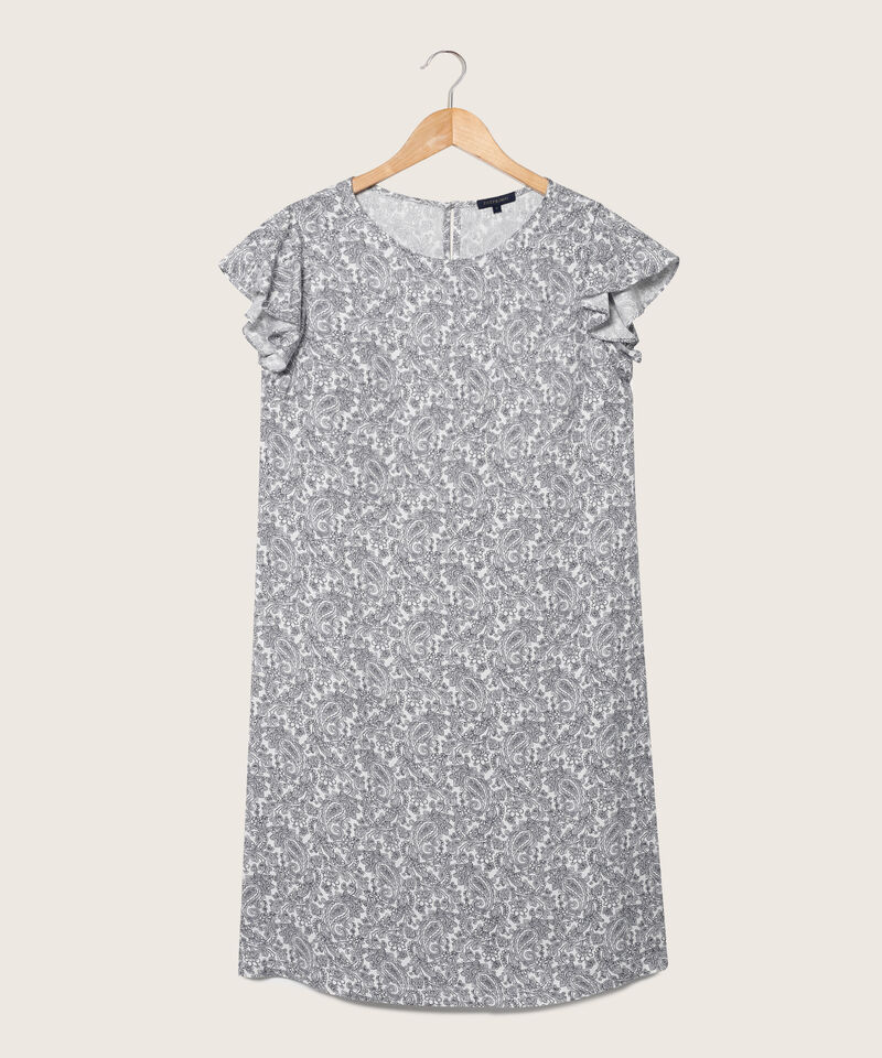 Vestido Estampado Manga Corta Con Vuelo