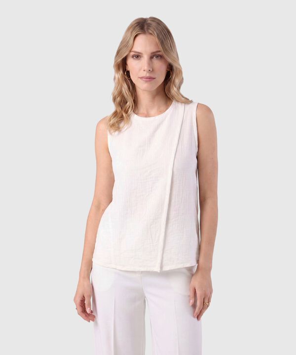 Blusa Sin Mangas Con Pliegue Para Mujer image number null