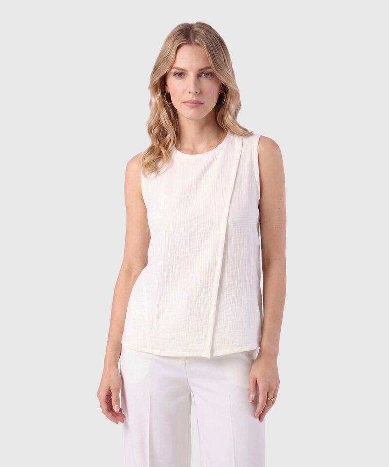 Blusa Sin Mangas Con Pliegue Para Mujer
