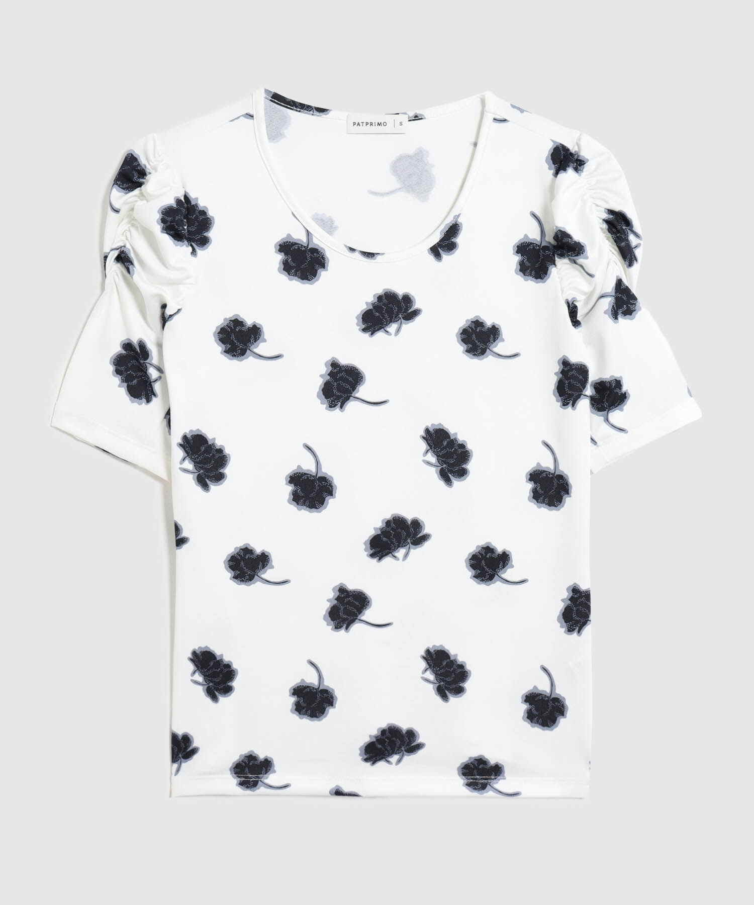 Camiseta Manga Corta Con Ruche Estampada