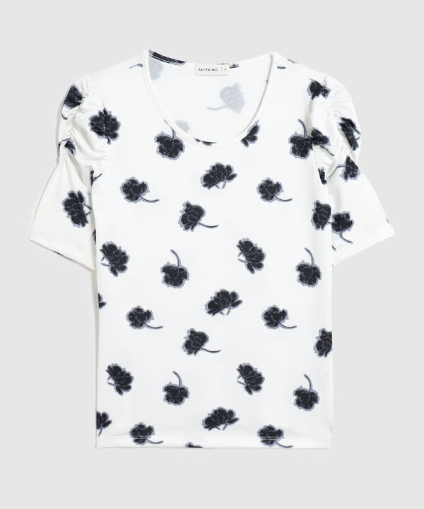 Camiseta Manga Corta Con Ruche Estampada image number null