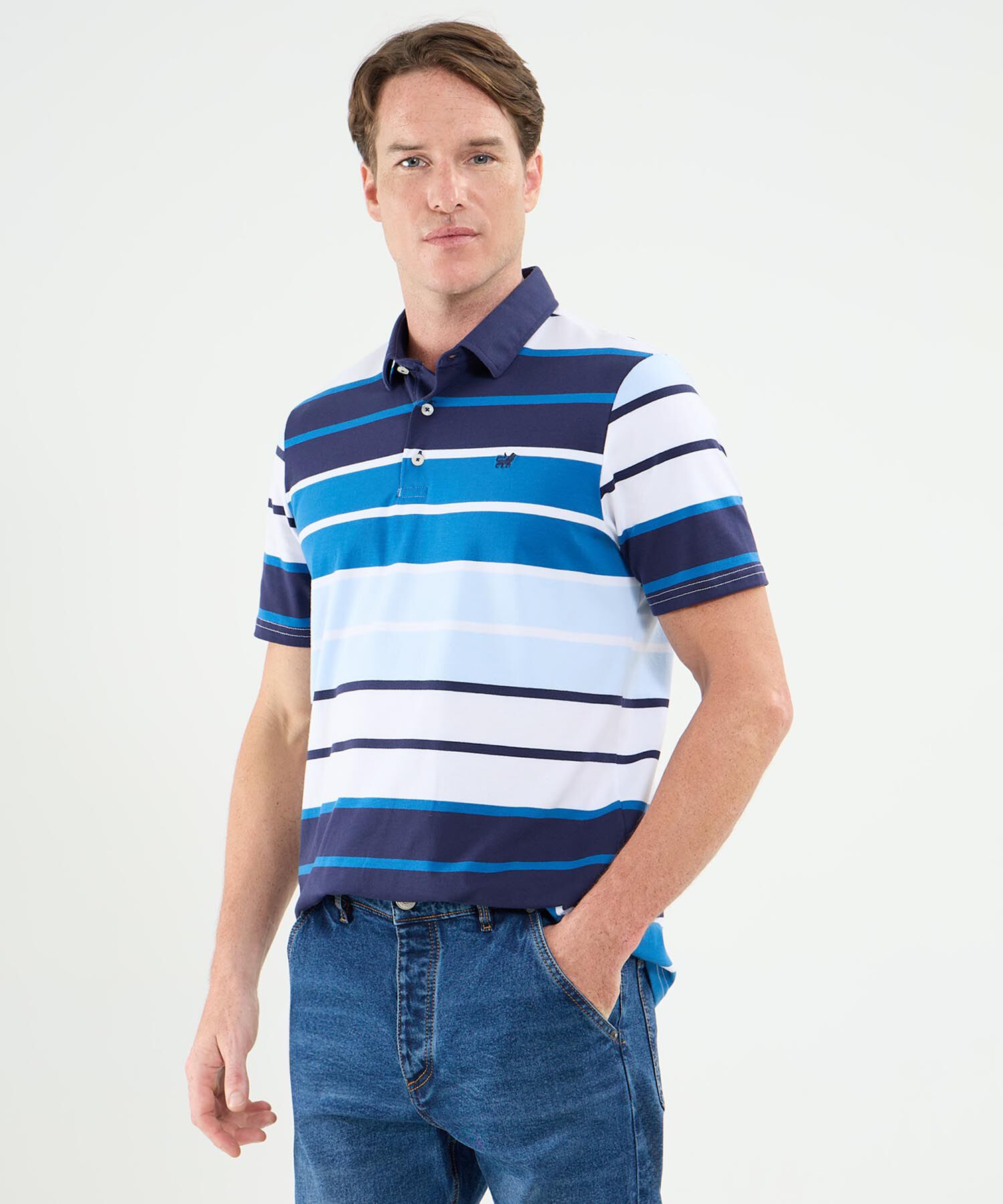 Polo Cuello Máquina Preteñida Sin Bolsillo Para Hombre