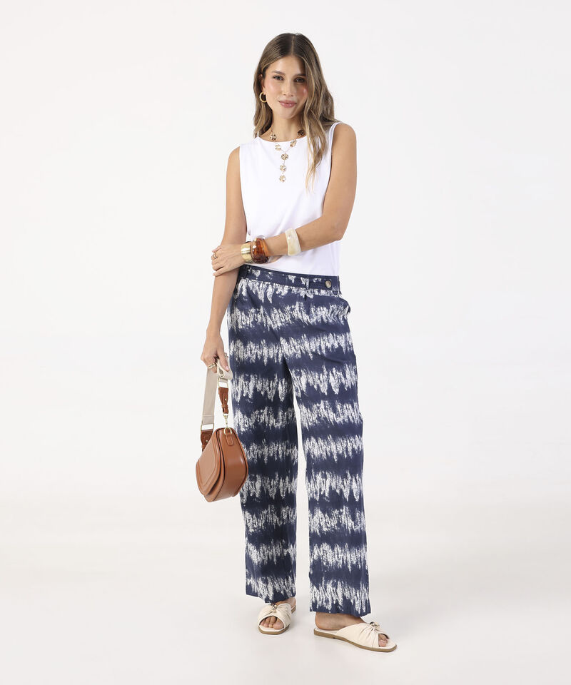 Pantal&oacute;n Fluido Estampado Tie-Dye Azul