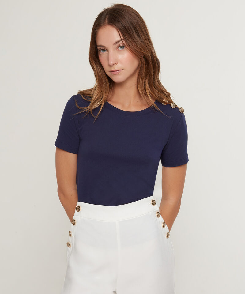 Camiseta Manga Corta Con Botones