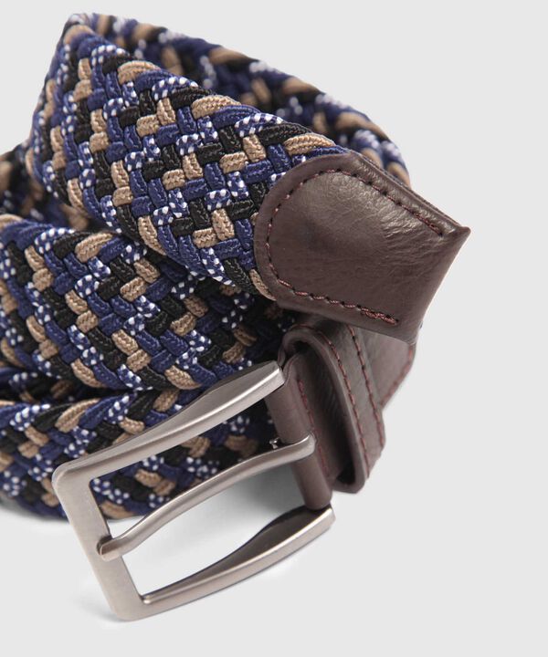 Cinturón Trenzado Elástico con Patrón de Cuadros Para Hombre image number null