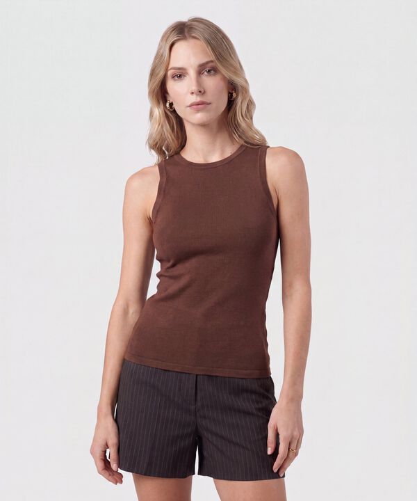 Camiseta Esqueleto Acanalada Para Mujer image number null