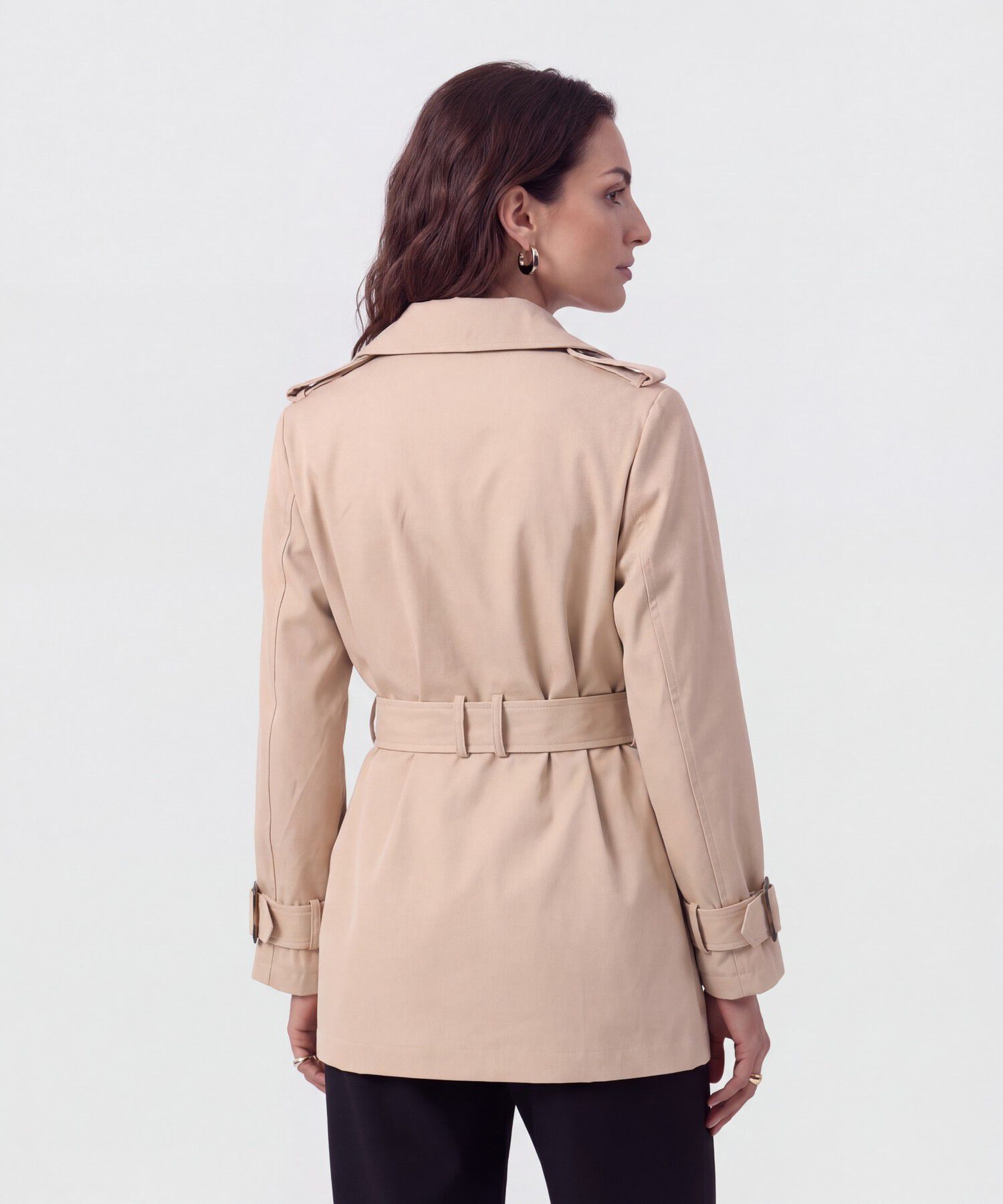Chaqueta Trench Con Cintur&oacute;n Para Mujer