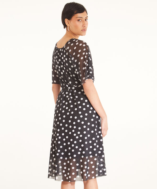 Vestido Manga Corta Midi Estampado Con Forro
