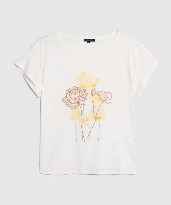 Camiseta Unicolor Con Screen Y Bordado