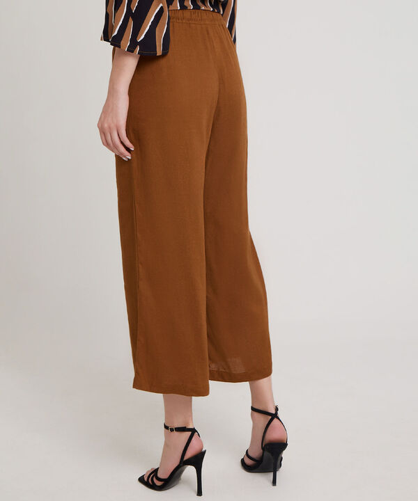 Pantalon Moda Tipo Culotte Unicolor, Resortado Con Bolsillos Diagonales, Tel Aviv Linea Moda