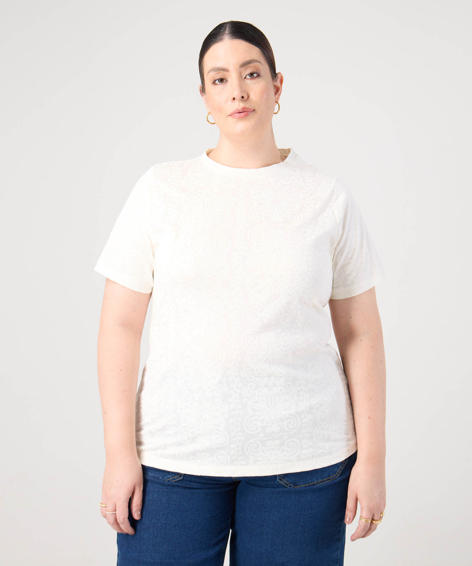 Camiseta Manga Corta Texturizada Para Mujer Curvy