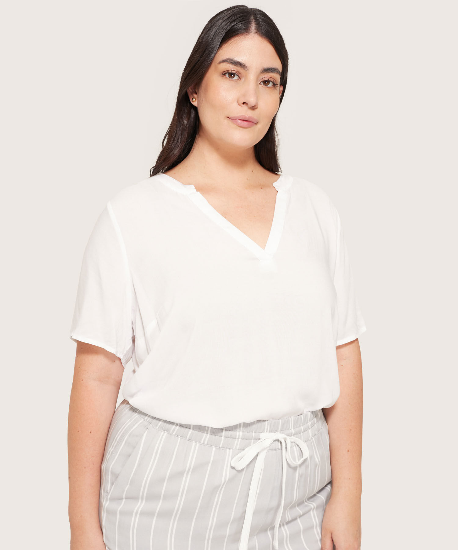 Blusa Manga Corta Escote En V
