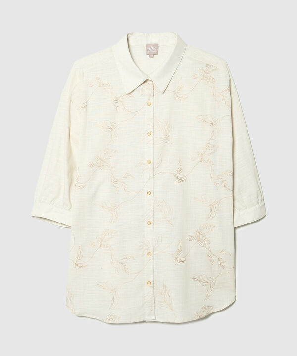 Camisa Manga 3/4 Con Bordado En Frente