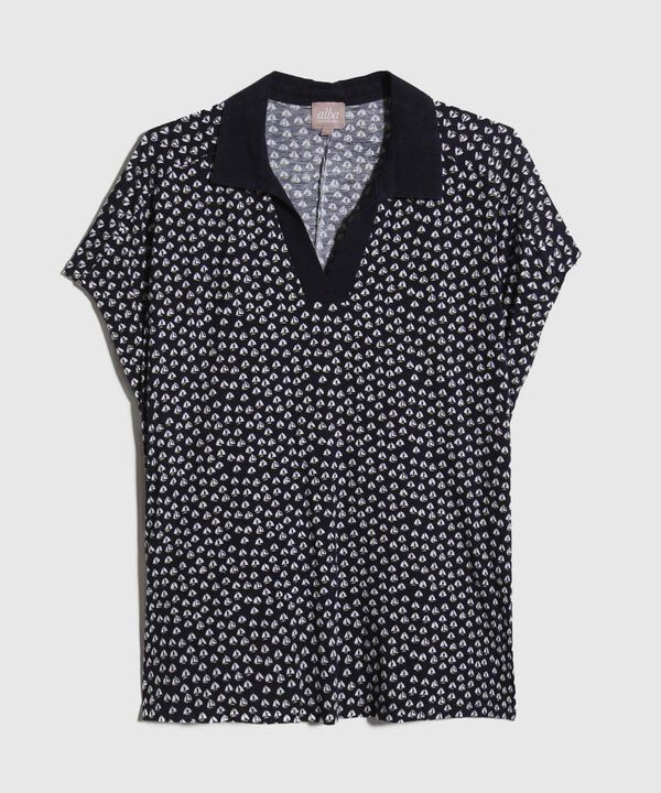 Polo Estampada Manga Corta Corrida