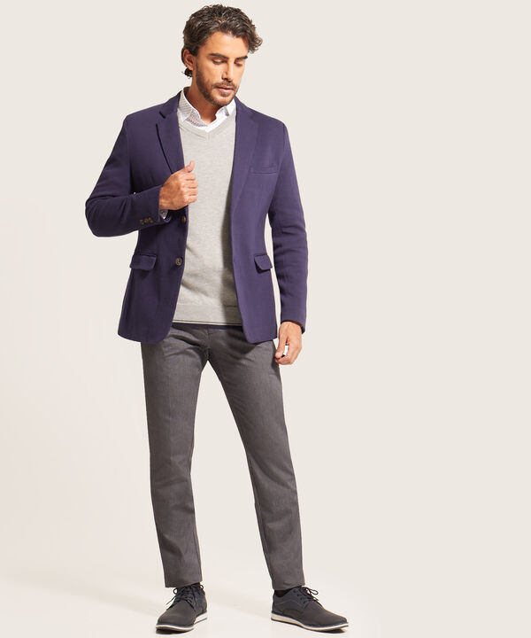 Saco Cuello V Con Coderas Tejidas image number null