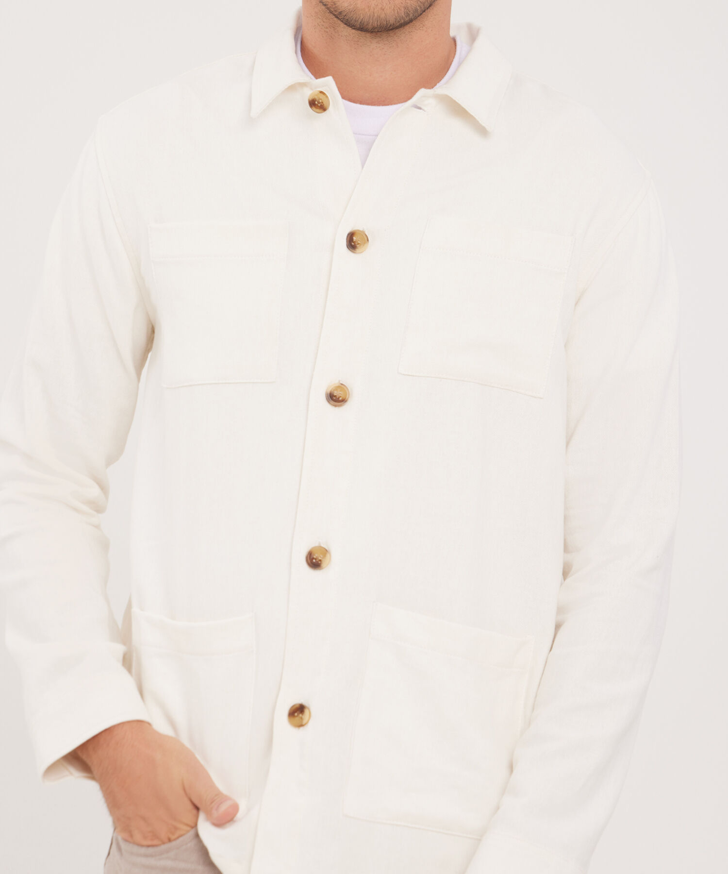 Chaqueta Sobre Camisa Con Bolsillos Parche