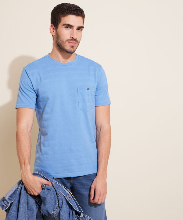 Camiseta Unicolor, Cuello Redondo Con  Bolsillo De Parche image number null