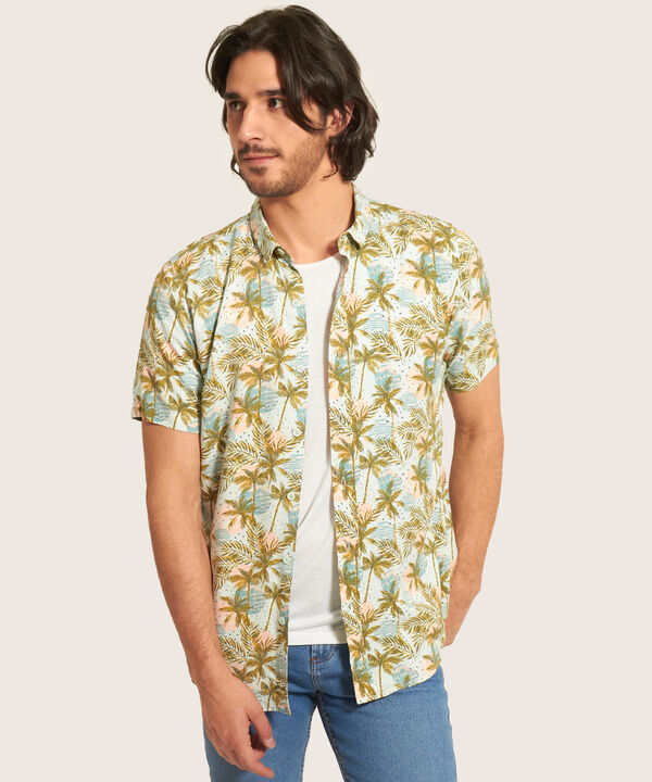 Camisa Manga Corta Sin Bolsillo, Slim Fit, Estampada