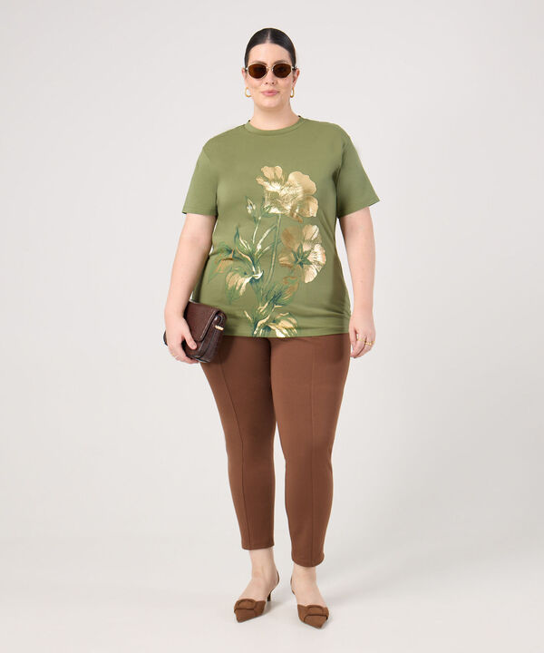 Camiseta Estampada Cuello Redondo Para Mujer Curvy